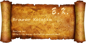 Brauner Koletta névjegykártya